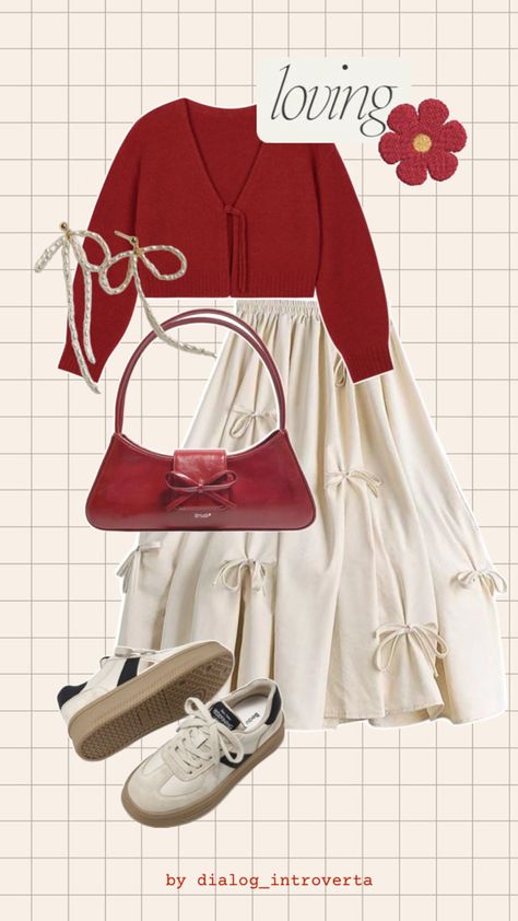 #outfit #look #outfitfall #outfitautumn #outfitgirls #cottagecore #red #redaesthatic #aesthatic #whiteskirt #cuteoutft #style #stylegirls #redpurse #redwhit #looksideas #ideaoutfit #cuteclothes Red Cottagecore, European Style Outfits, Himekaji Outfits, Cute Shoes Boots, Cottagecore Outfit, Outfits Modest, Cottagecore Outfits, Classic Style Outfits, Outfit Red