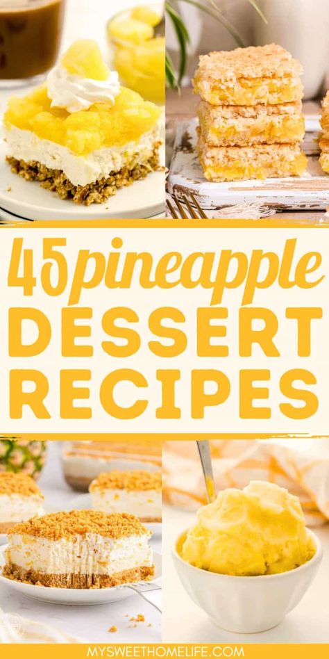 Tropical temptations: 45 pineapple dessert recipes Pineapple Tidbits Desserts, What To Do With Fresh Pineapple, Tropical Dessert Recipes, Hawaiian Desserts Easy, Canned Pineapple Recipes Desserts, Pineapple Cobbler Recipes, Desserts With Pineapple, Pineapple Desserts Easy, Fresh Pineapple Recipes Dessert