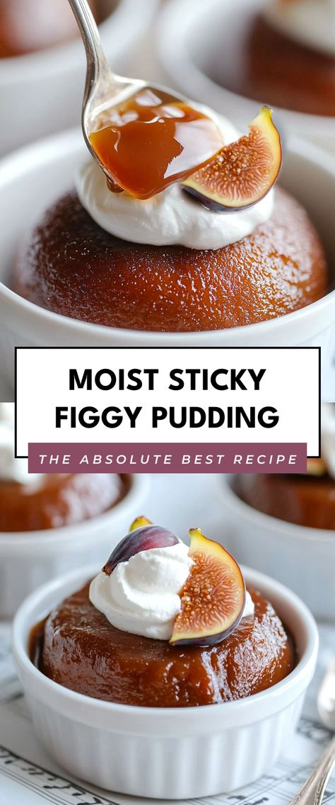 Image for Moist Sticky Figgy Pudding Puddings Easy Desserts, Boiled Pudding, Plum Desserts, Figgy Pudding Recipe, Plum Pudding Recipe, Eggnog Pudding, Fig Pudding, Plum Dessert, Sticky Pudding