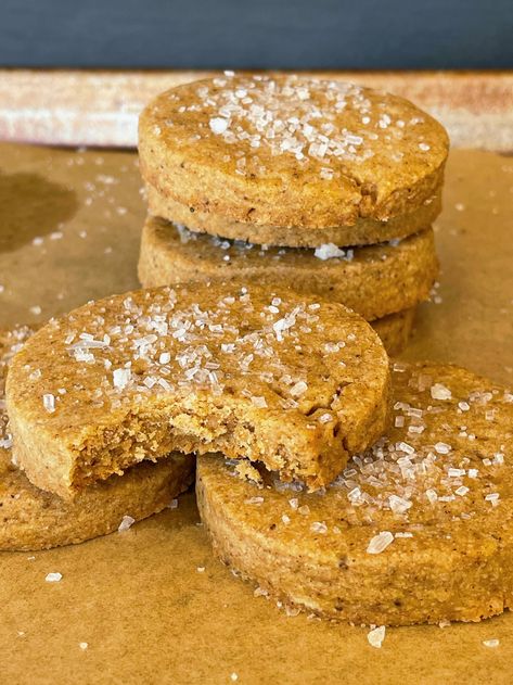 Brown Butter Pumpkin Shortbread Cookies — Chouquette Kitchen Pumpkin Shortbread Cookies, Peanut Butter Shortbread Cookies, Chouquette Kitchen, Pumpkin Shortbread, Cookies Brown Butter, Pumpkin Sweets, 30 Cookies, Butter Shortbread Cookies, Butter Shortbread