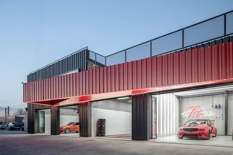 The Pit House / bUd studio | Netfloor USA Mass Study, Pit House, Car Warehouse, Office Facade, Door Head, Fish Photography, Car Showroom Design, Car Wash Soap, Industrial Office Design