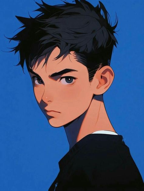 Boy With Black Hair, Tan Face, Black Hair, Anime, Hair, Blue, Black