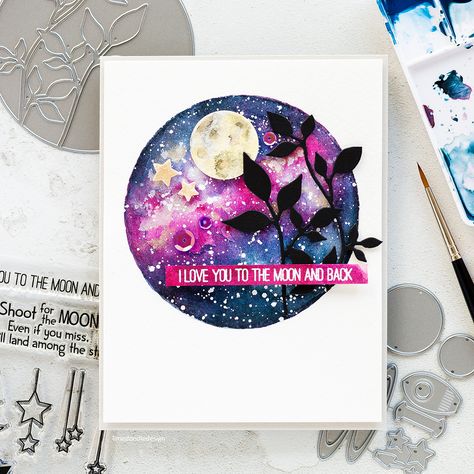 Finetec Watercolor, Circle Map, Watercolor Galaxy, Galaxy Background, Doodle Designs, To The Moon And Back, Simon Says Stamp, Simon Says, Distress Ink