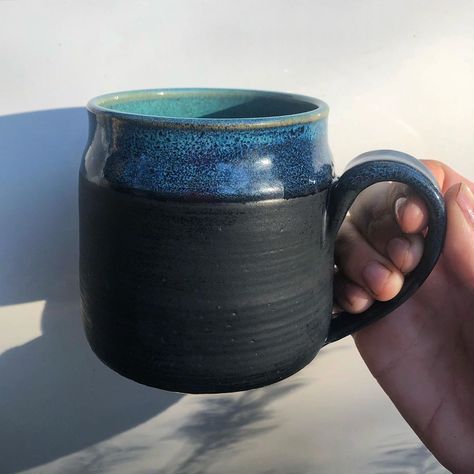 KRISTEN NICHOLS’s Instagram post: “Mayco matte black with a rim of the studio’s glossy teal. 🖤” Laguna Glaze Layering, Mayco Glaze Storm Gray, Mayco Glaze Black Matte, Basaltic Glaze, Blue Midnight Glaze, Studio S, Moscow Mule Mugs, Glaze, Matte Black