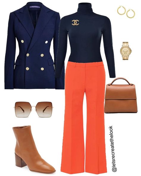 Tanasha- Outfit Ideas & Everyday Style | Navy Blazer - 10 Outfit Ideas A navy blazer is a classic wardrobe staple that instantly elevates any look. Here are 10 easy to recreate… | Instagram Navy Bottoms Outfit, Navy Blue And Orange Outfit, Navy Blazer Outfit Women Work, Style Navy Blazer, Navy Blue Blazer Outfit Women, Navy Blue Jacket Outfit, Navy Blue Outfit Ideas, Blazer Outfits For Women Classy, Black Slacks Outfit