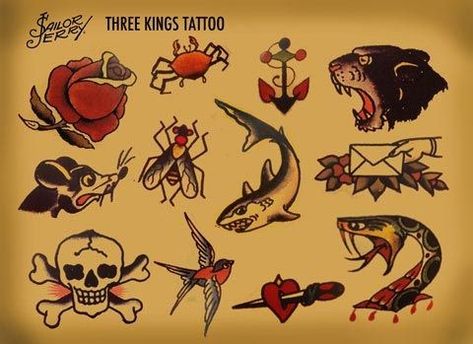 Sailor Jerry snake Trad Flash, Sailor Jerry Flash, Sailor Jerry Tattoo Flash, Americana Tattoo, Sailor Tattoos, Vintage Tattoo Design, Sailor Tattoo, Flash Sheets, Sailor Jerry Tattoos