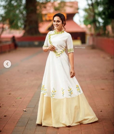 Onam Wear For Ladies, Onam New Model Dress, Onam Outfits Ideas 2023, Vishu Outfits, Onam Ideas, Onam Outfits Ideas, Skirt With Blouse, Kerala Dress, Onam Dress