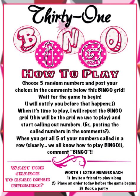 Interactive post! Bingo game "how to play" for Facebook VIP group or party. Thirty-One fall/winter 2018 www.mythirtyone.ca/sabrinawhite Thirty One Logo, Thirty One Games, Facebook Party Games, Interactive Post, Games For Kids Classroom, Thirty One Organization, Thirty One Fall, Facebook Games, Business Desk