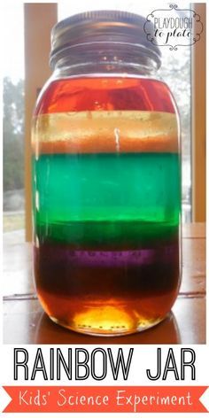 Rainbow Jar, Rainbow In A Jar, Vetenskapliga Experiment, Preschool Food, Thanksgiving Activities Preschool, Thanksgiving Toddler, Babysitting Activities, Playdough To Plato, Science Experiments For Preschoolers