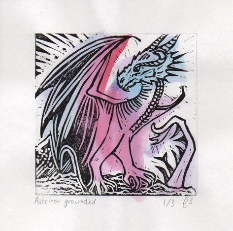 Dragon Lino print for exhibition Linocut Ideas, Fantasy Creature, Linocut Art, Drawing Stuff, Block Printing, Lino Print, Linocut, Printmaking, Block Print