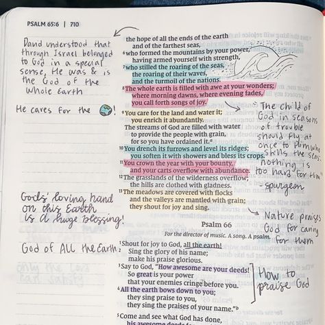 Psalm 65:6-13 🌎 God cares for the world 🙌 We should lean on God in hard times - Bible journaling, Bible study, psalms, scripture, God Jesus Holy Spirit, Christian influencer faith peace trust hope aesthetic #bible #christian #holygirl #peace #honestlypeace #God #Jesus #holygirl #christianquotes #biblejournal #faith #quotes #scripture #worship #christiancreator #influencer #devotional #verseoftheday #inspiration #gospel Hope Aesthetic, Psalm 65, Aesthetic Bible, Journaling Bible, Lean On, God Jesus, Verse Of The Day, Hard Times, Faith Quotes