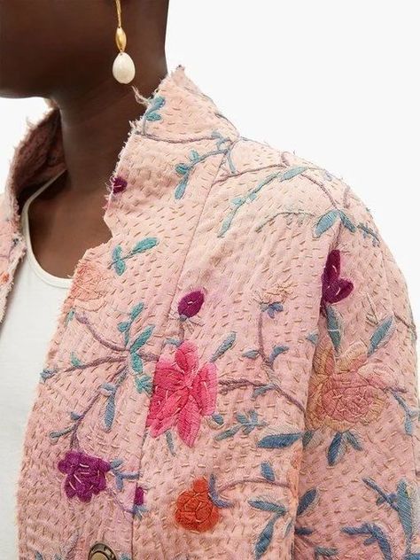 By Walid, Arabic Dress, Embroidery Crochet, Mode Kimono, Diy Vetement, Quilt Jacket, Silk Jacket, Art Textile, Vintage Fabrics