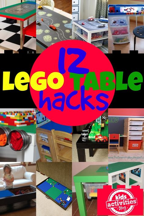 12 Genius LEGO Table Hacks - Kids Activities Blog Lego Tables, Lego Hacks, Lego Organization, Hacks For Kids, Lego Table, Lego Activities, Lego Room, Lego Storage, Lego Toys