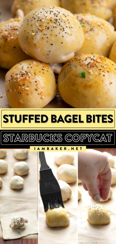 Egg Stuffed Bagel, Stuffed Bagel Minis, Bagelful Recipe, Breakfast Bagel Bites, Stuffed Bagels With Cream Cheese, Everything Bagel Bites With Cream Cheese, Garlic Bread Bagel Bites Air Fryer, Diy Bagel Bites, Easy Bagel Bites