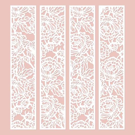 Premium Vector | Set of laser cut panel with floral peonies pattern borders room screen bookmark templates vector Black Border Design, Design Fabric Textiles, Designs Quotes, Laser Cut Screens, Modern Quotes, Laser Cut Panels, Bookmark Template, Room Screen, Fabric Designs