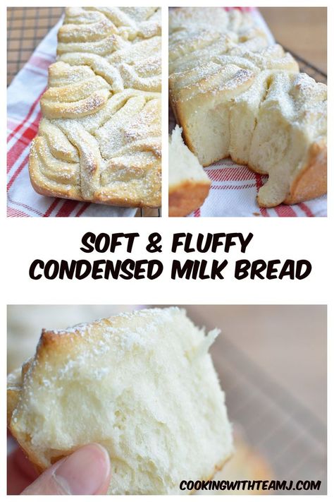 Fluffy Condensed Milk Bread, Condensed Milk Bread, Milk Bread Recipe, Condensed Milk Recipes, Milk Bread, Cloud Bread, Smitten Kitchen, Dessert Bread, Milk Recipes