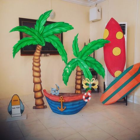 Goa Theme Party Decoration, Under The Sea Crafts, Beachy Theme, Decoration Theme, Luau Party Decorations, Hawaiian Party Decorations, Hawaiian Birthday Party, Carnival Themed Party, Kids Deco