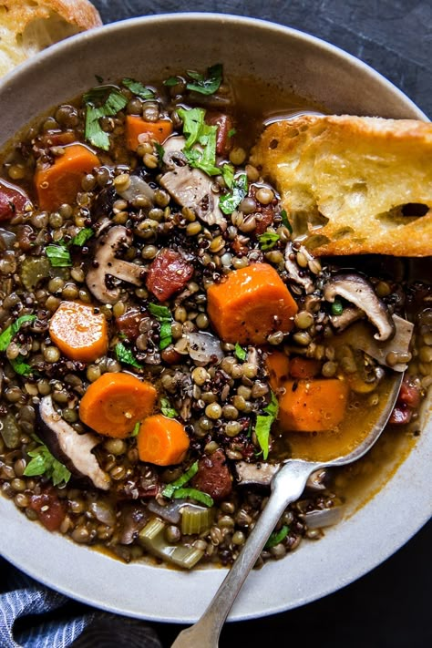 Soup With Quinoa, French Lentil Soup, Fall Yummies, Vegetarian Tips, Lentils Recipes, Lentils And Quinoa, French Green Lentils, Modern Proper, Quinoa Soup