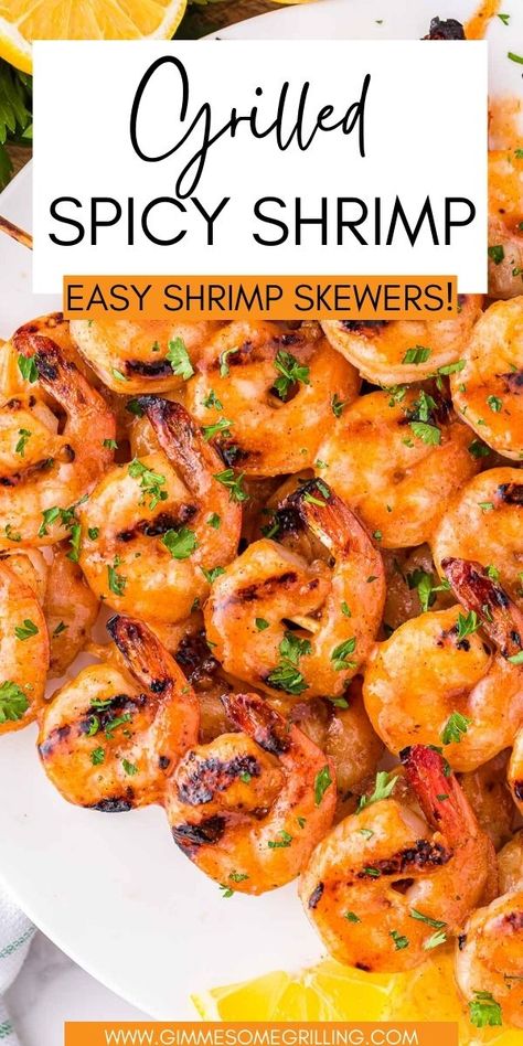 Spicy Shrimp Kabobs made on your grill are so easy to make. The perfect quick and easy dinner on the grill. A spicy shrimp marinade that makes these shrimp skewers burst with flavor! via @gimmesomegrilling Spicy Shrimp Marinade, Dinner On The Grill, Grilled Shrimp Kabobs, Easy Bruschetta Recipe, Spicy Grilled Shrimp, Shrimp Marinade, Shrimp Kabobs, Outdoor Cooking Recipes, Shrimp Skewers