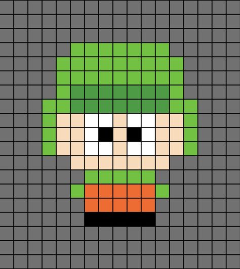 A small pixel art template of Kyle Broflovski from South Park the cartoon program (show for Americans).

This is my version, as I've made an adjustment to the hat. Ike South Park Perler Beads, Pixel Art Pattern South Park, South Park Pixel Art Grid, South Park Perler Bead Patterns, South Park Perler Beads, Cartoon Pixel Art, Mini Pixel Art, Small Pixel Art, Graph Paper Drawings