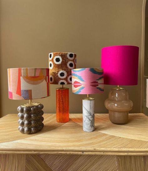 Home Decor Colourful, Funky Lampshades, Designer Lampshades, Living Room Lamps Table, Colored Lamps, Maximalism Design, Colourful Furniture, Hand Made Lamp, Colorful Lamp