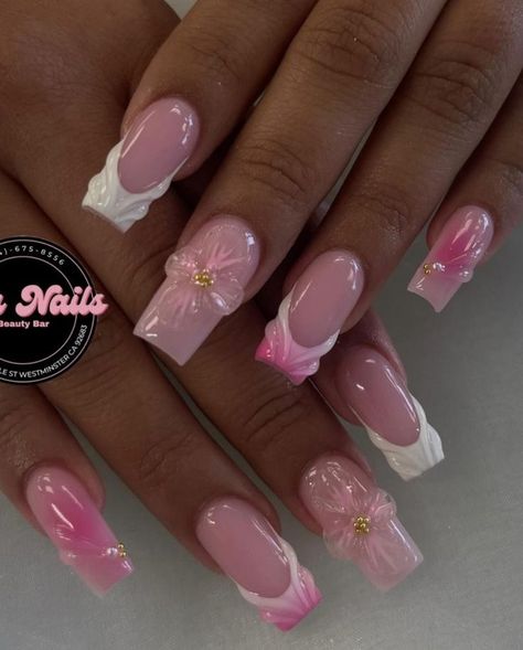 2024 Nail Designs, Birthday Nails Pink, Holiday Nails Summer, White Nail Ideas, Holiday Acrylic Nails, Summer Nail Ideas, Acrylic Nail Set, Hard Nails, Girly Acrylic Nails