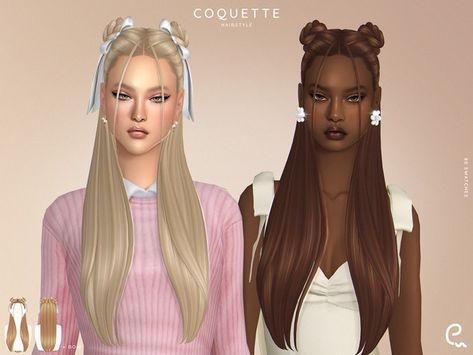 Coquette Hairstyle, Medieval Hair, Long Ponytail Hairstyles, Sims Finds, Sims Love, Medium Length Wavy Hair, Sims 2 Hair, Sims 4 Cheats, New Year Hairstyle