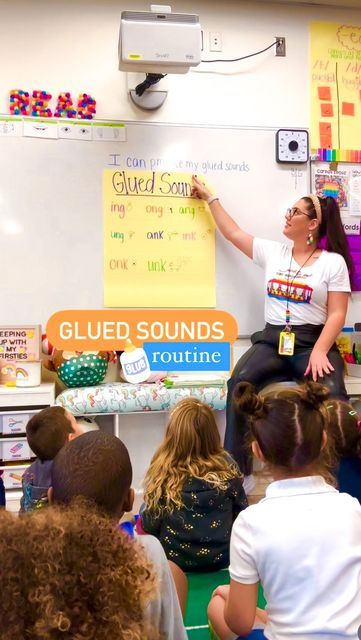 Miss Cosides on Instagram: "✨GLUED SOUNDS ROUTINE✨ This week, we’ve been learning about glued sounds! I like to use whole body learning to help the kiddos remember all of the sounds. First, we make our anchor chart together and the kiddos get to illustrate the key words on the chart. Then, I model the routine and we do this quick little drill. I hold up sound cards during the routine (forgot to in this video) so the kiddos have a visual too! It’ll be a part of our daily routine until about 85% Glued Sounds Anchor Chart, Glued Sounds, The Routine, Anchor Chart, Teacher Ideas, Whole Body, Anchor Charts, 1st Grade, Language Arts