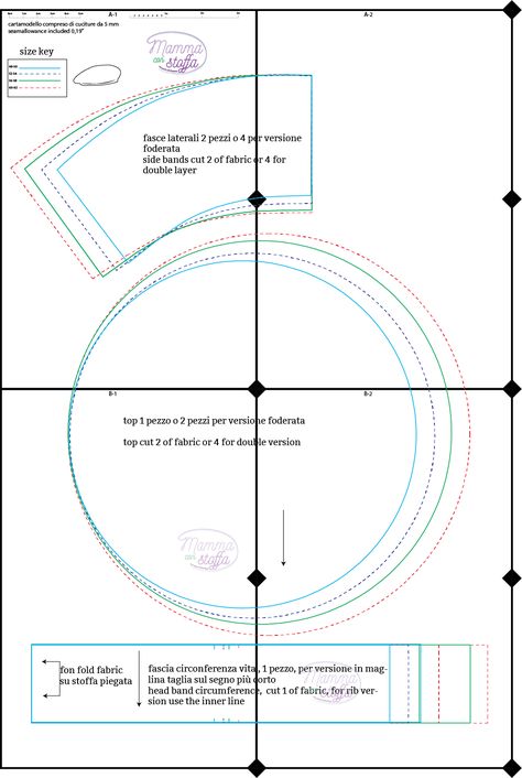 Cappello basco, cartamodello e tutorial - Mamma con Stoffa cartamodelli Video Tutorial, Couture