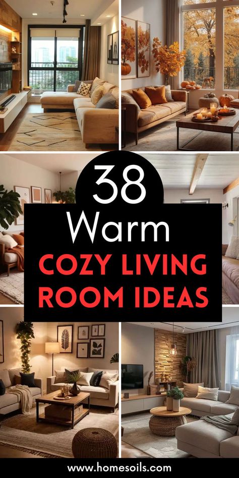 Explore 38 warm cozy living room ideas that create an inviting atmosphere perfect for relaxation! Visit our site for design tips and inspiration to make your living space a comfortable retreat! Warm Living Room Ideas, Warm Cozy Living Room, Cozy Living Room Warm, Cozy Living Room Ideas, Living Room Warm, Warm Decor, Living Room Ideas, Cozy Living Rooms, Design Tips