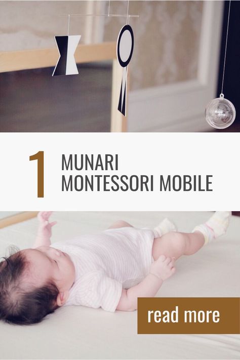 The Munari is the first baby visual mobile in the Montessori Visual Mobile Series. It helps the baby to develop visual abilities. You may start using this mobile when the baby is one to two weeks after birth. This mobile is made of black and white geometrical shapes, making it easier for newborns to see because they can only see high contrasting objects in the early days...... Munari Mobile, Montessori Mobile, Geometrical Shapes, Baby Mobiles, Montessori Baby, After Birth, Basic Shapes, First Baby, Basic Colors