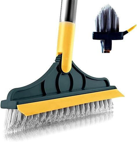 Amazon.com: 2 in 1 Cleaning Scrub Brush Grout Brush Scrape Floor Scrub Brush with Long Handle V-Shape Stiff Bristle Brush Scrubber with Squeegee 120°Rotating Magic Broom Brush for Cleaning Bathroom Glass Wall : Health & Household Bathroom Glass Wall, Magic Broom, Floor Brush, Tile Cleaners, Floor Scrubber, Shower Scrubber, Clean Tile, Grout Cleaner, Glass Bathroom