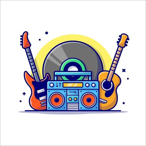 Music Clipart, Guitar Illustration, Event Poster Template, Automotive Logo Design, Guitar Posters, Music Cartoon, Music Festival Poster, Music Illustration, Vector Icons Illustration