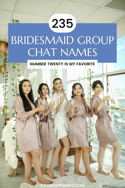 Explore over 235 creative bridesmaid group chat names to find the perfect fit for your wedding party vibes! Best Group Names, Group Chat Names, Group Names, Bridesmaid Party, Life Group, Inside Jokes, Team Names, Cool Names, Group Chat