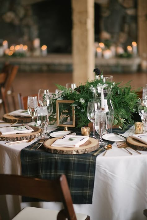 Seasonal Weddings, Scottish Wedding Themes, Winter Mountain Wedding, Greenery Centerpieces, Tartan Wedding, Wedding Glamour, Winter Shower, Greenery Centerpiece, Snow Wedding