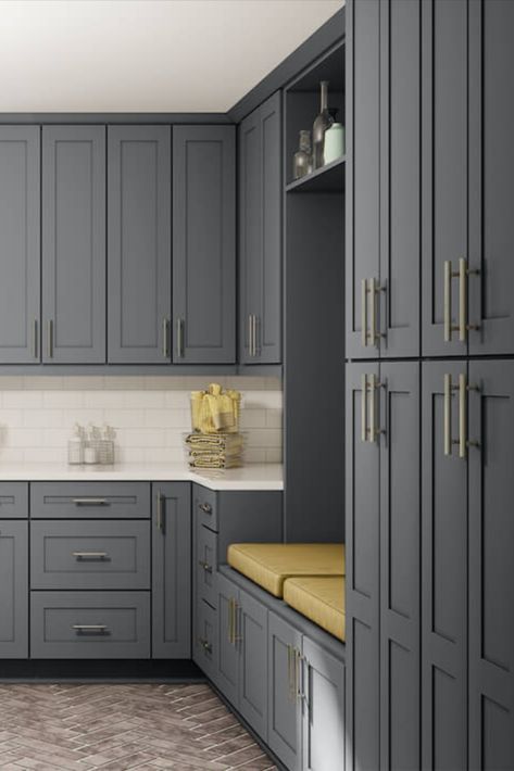 Dark grey shaker kitchen cabinets are suitable for individuals that desire a more bold and edgy painting on their Shaker cabinet. These style of kitchen cabinets require very little maintenance compared to other shades since they hide most stains and fingerprint smudges. Also, they're suitable for a variety of interior colouring like brown, cream, and white. Dark Gray Shaker Kitchen Cabinets, Dark Grey Shaker Kitchen Cabinets, Dark Grey Shaker Kitchen, Grey Shaker Kitchen Cabinets, Dark Brown Kitchen Cabinets, Dark Gray Kitchen, Dark Grey Kitchen Cabinets, Grey Shaker Kitchen, Dark Gray Kitchen Cabinets