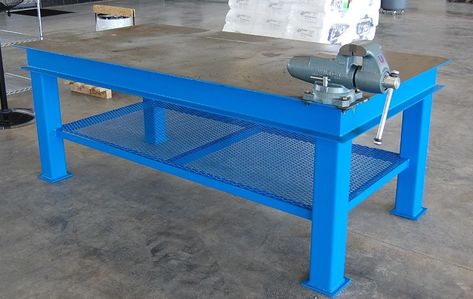 Workbench Ideas | Show me your homemade workbench. - Pelican Parts Technical BBS Metal Work Bench, Metal Work Table, Welding Bench, Table Kit, Welding Workshop, Welding Table Diy, Steel Workbench, Welding Tables, Welding Shop