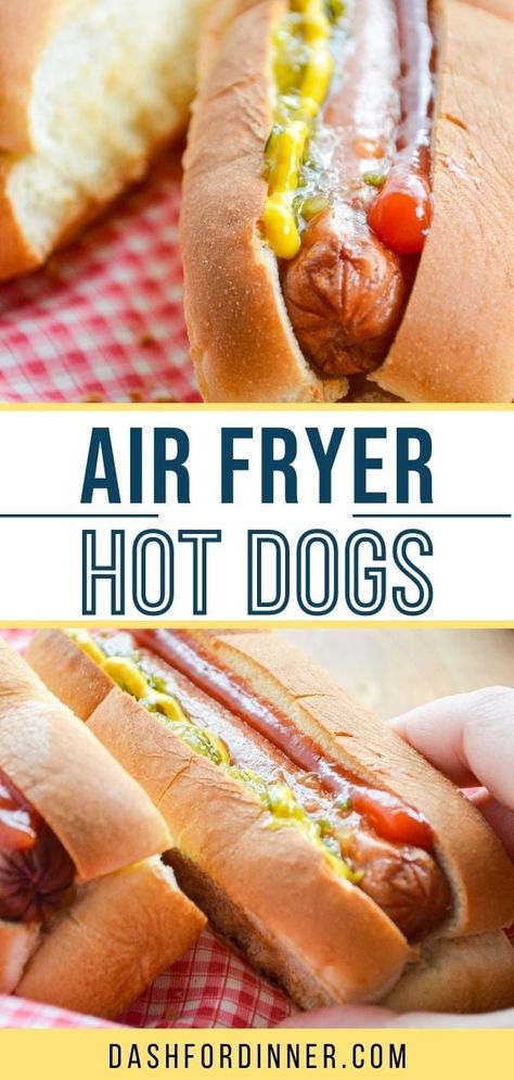 These easy hot dogs are made in that air fryer! It just doesn't get any easier than this! Hot Dogs In Air Fryer, Toasted Hot Dog Buns, Air Fryer Hot Dogs, Gluten Free Hot Dogs, Veggie Hot Dog, Air Fryer Recipes Chicken Breast, Passion Tea Lemonade, American Comfort Food, Making Hot Dogs