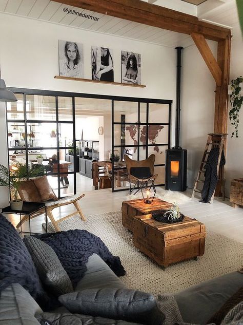 10 claves para decorar tu casa con estilo industrial, la última tendencia en deco | Para Ti Industrial Boho Living Room, Boho Industrial Living Room, Industrial Decor Living Room, Industrial Home Design, Studio Loft, Boho Interior Design, Home Office Inspiration, Industrial Livingroom, Living Room Loft