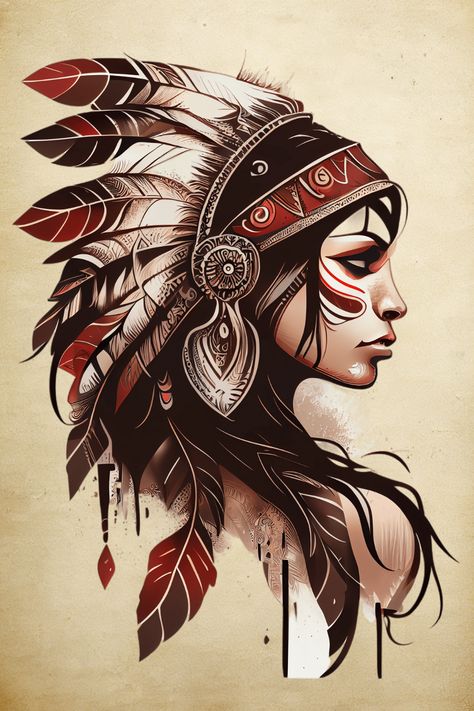 Looking for a tattoo that captures the spirit of adventure and exploration? Our Native American Tattoo design embodies the adventurous and free-spirited nature of indigenous cultures, and is a perfect choice for those who seek to embrace their wild side. Get it now on Redbubble and let the journey begin. Native American Wrist Tattoos, Native American Tattoo Drawings, Native American Woman Tattoo, Native American Tattoo Ideas, Native American Headdress Tattoo, Native American Warrior Tattoos, Indian Women Tattoo, Native Indian Tattoos, Native American Tattoo Designs