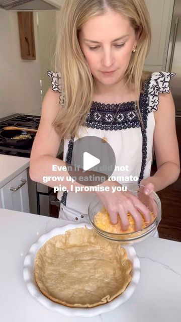 Sarah Green on Instagram: "Tomato Pie season is upon us! This one will make anyone a convert 🍅🍅🍅

1 store bought pie crust
*I use Pillsbury ready to bake pie crusts
3 - 4 ripe tomatoes, thinly sliced
1 tbsp unsalted butter
1 sweet onion, finely chopped (about 1/2 cup)
4 ounces (1 cup) shredded cheddar cheese
2 ounces (1/2 cup) shredded Parmesan
1 tsp fresh thyme, finely minced
8 large basil leaves
2 large eggs
1 cup mayonnaise

Directions:

Preheat oven to 425 F
Fit dough into 9” pie pan.
Line the dough with aluminum foil and fill with dried beans (or pie weights).
Bake 15 minutes. Remove the beans and tin foil. Return to the oven for 5 minutes.
Remove the pie and allow to fully cool
Reduce oven heat to 350 F
Thinly slice the tomatoes and place on paper towels.
Sprinkle with salt and pe Green Tomato Pie, Pie Weights, Store Bought Pie Crust, Baked Pie Crust, Shredded Cheddar Cheese, Tomato Pie, Pie Crusts, Summer Cooking, Pie Pan