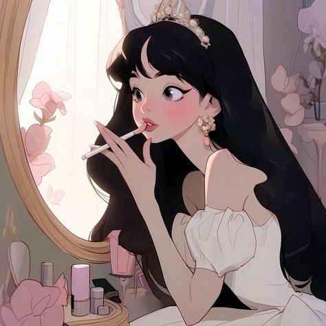 Coquette Pfp Cartoon, Aesthetic Princess Pfp, Cute Cartoon Pfp Aesthetic, Profile Picture Ideas Girly, Girly Icon Aesthetic, Disney Princess Pfp Aesthetic, Girly Cartoons Aesthetic, Princess Aesthetic Cartoon, Princess Pfp Aesthetic