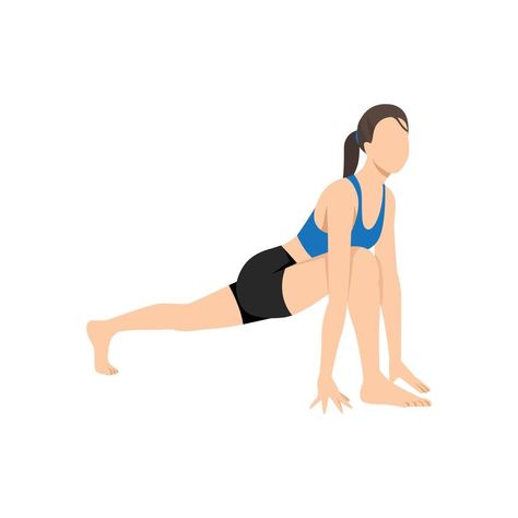 Woman doing high lunge pose alanasana exercise. Flat vector illustration isolated on white background Deep Lunges, Fertility Tracker, Yoga Illustration, Yoga Techniques, Flat Vector Illustration, Flat Vector, Fertility, Stretching, Vector Art