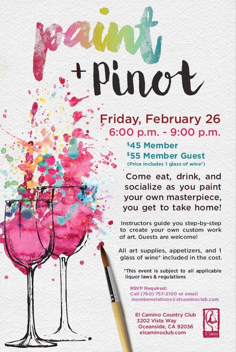 Paint & Pinot Wine Paint Party, Wine And Paint Night, Fundraiser Flyer, Wine And Canvas, Wine Painting, Wine Event, Sip N Paint, Creative Workshop, Wine Parties