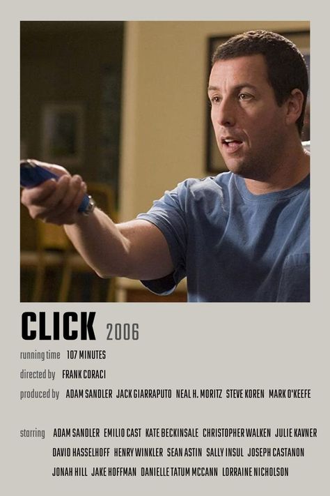 Click Movie Poster Click Movie, Adam Sandler Movies, Iconic Movie Posters, Christopher Walken, Adam Sandler, Kate Beckinsale, Movie List, Love Movie, Iconic Movies