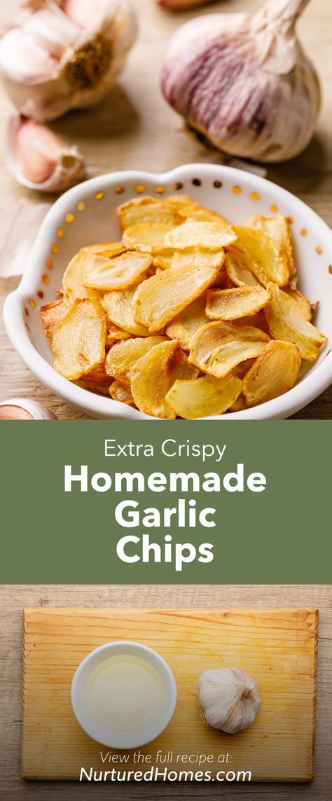 Garlic Chips Recipe, Farm Recipes, Garlic Chips, How To Store Garlic, Homemade Foods, Homemade Chips, Crunchy Snack, Garlic Recipes, Chips Recipe