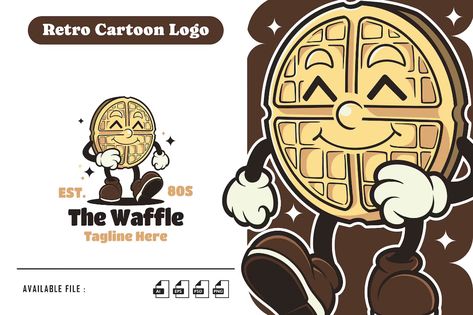 The Waffle Retro Logo, ft. bakery & food - Envato Elements Waffle Business, Waffle Graphic, Waffle Design, Bakery Food, Waffle House, Cartoon Logo, Retro Cartoons, Best Logo Design, Retro Logo