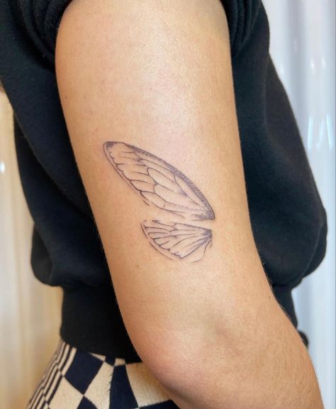 Matching Fairy Wing Tattoos, Insect Wing Tattoo, Half A Butterfly Wing Tattoo, Bug Wings Tattoo, Mayfly Tattoo, Dainty Tats, Tattoo Planning, Fairy Wing Tattoos, Butterfly Wing Tattoo