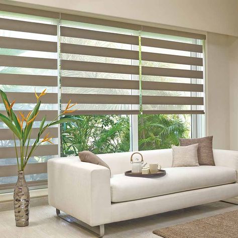 Large Windows Living Room, Curtains Pictures, Contemporary Windows, Zebra Blinds, Living Room Blinds, Blinds Design, House Blinds, Bedroom Windows, Living Room Windows