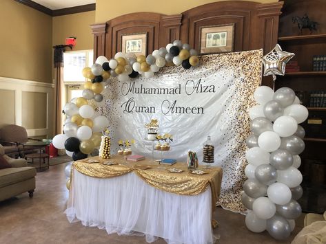 Ameen Decorations, Ameen Party Decorations, Quran Completion Party Ideas, Ameen Party Ideas, Quran Khatam, Eid Party, Birthday Party Decorations Diy, Allah Photo, Graduation Celebration